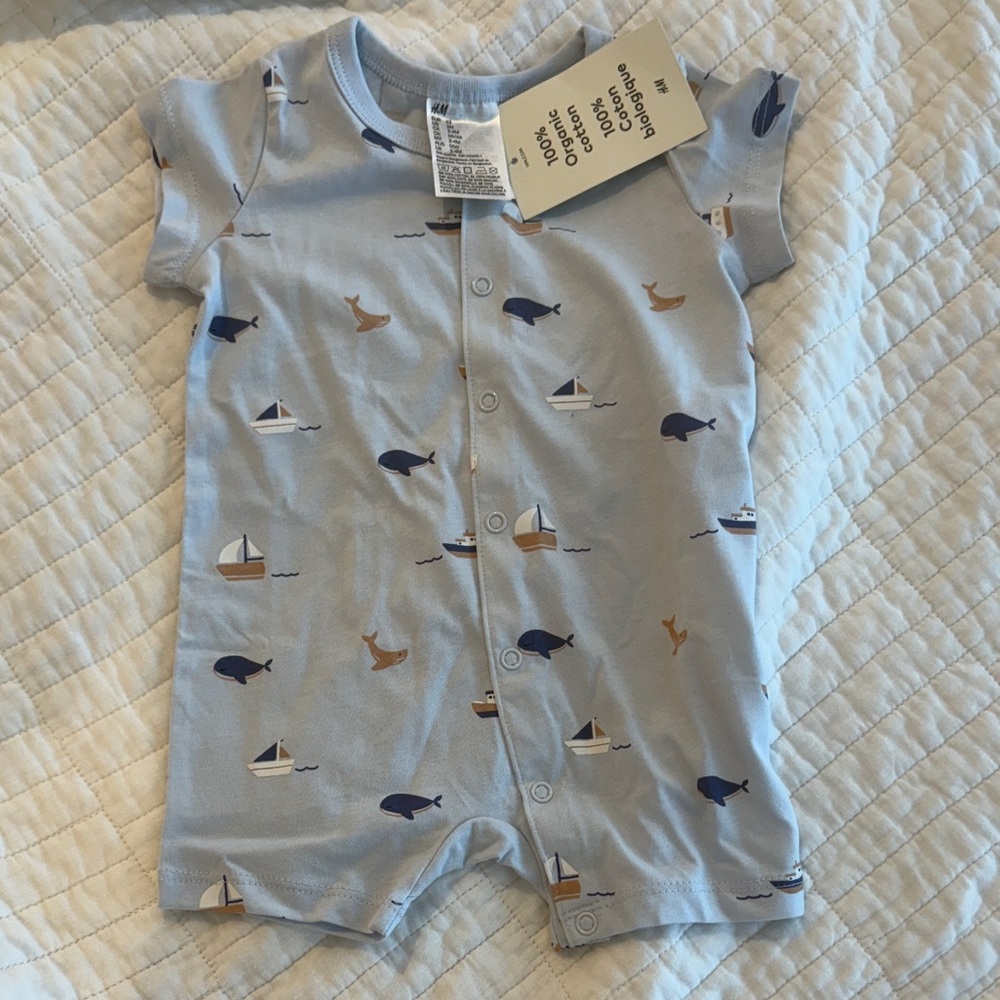 H&M Light Blue Ocean Theme Kids Bodysuit